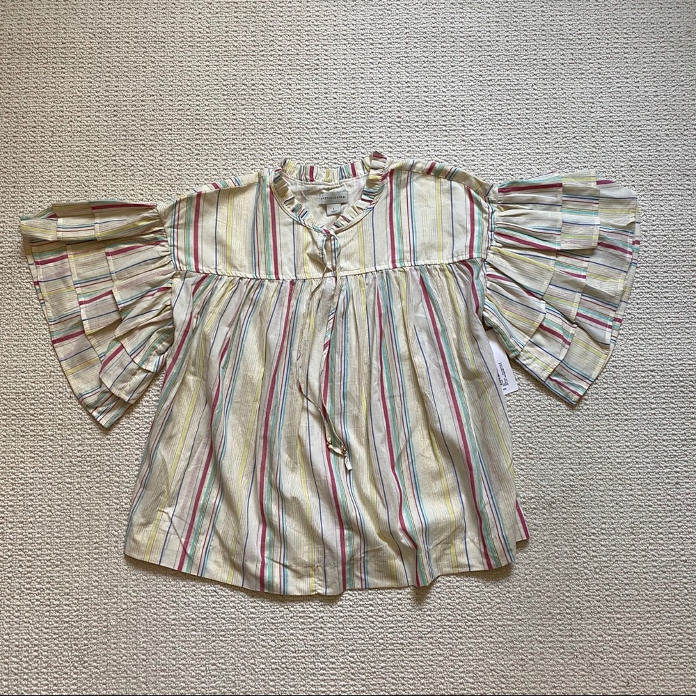 Peyton & Parker multicolored ruffle sleeve peasant blouse size Large